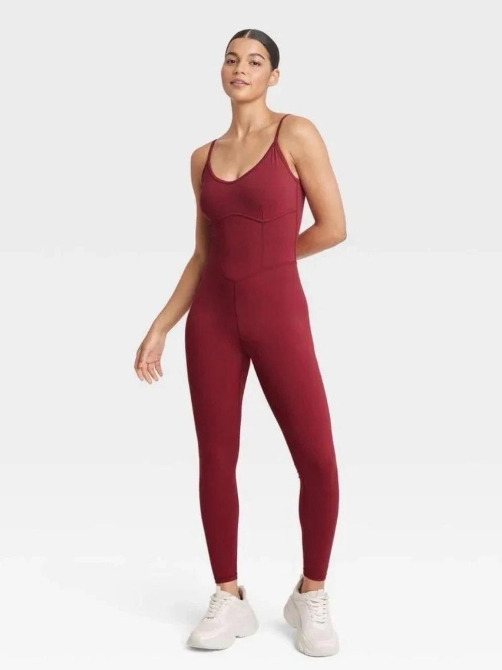 JoyLab Corset Bodysuit Onsie Wine Red- Size XS